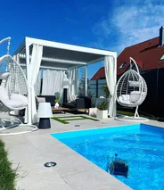 Hängesessel mit Gestell FANO Polyrattan Weiß_807407