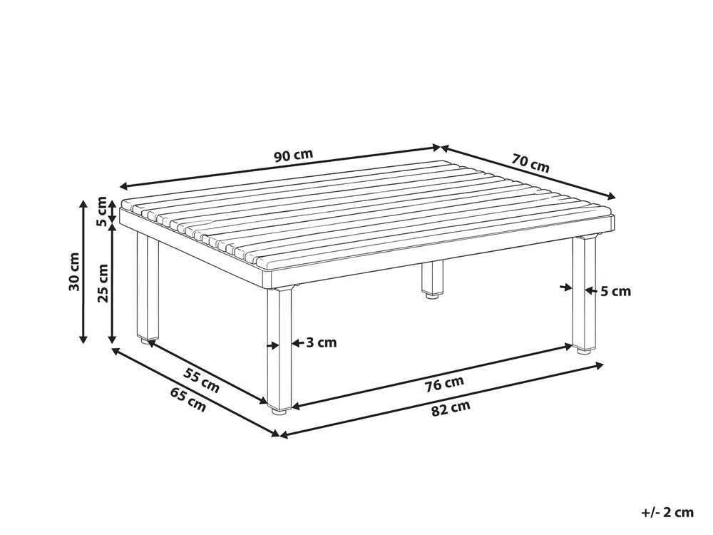 Garden Coffee Table FIVIZZANO 70 cm 90 cm Acacia Wood Dark Grey_1150994