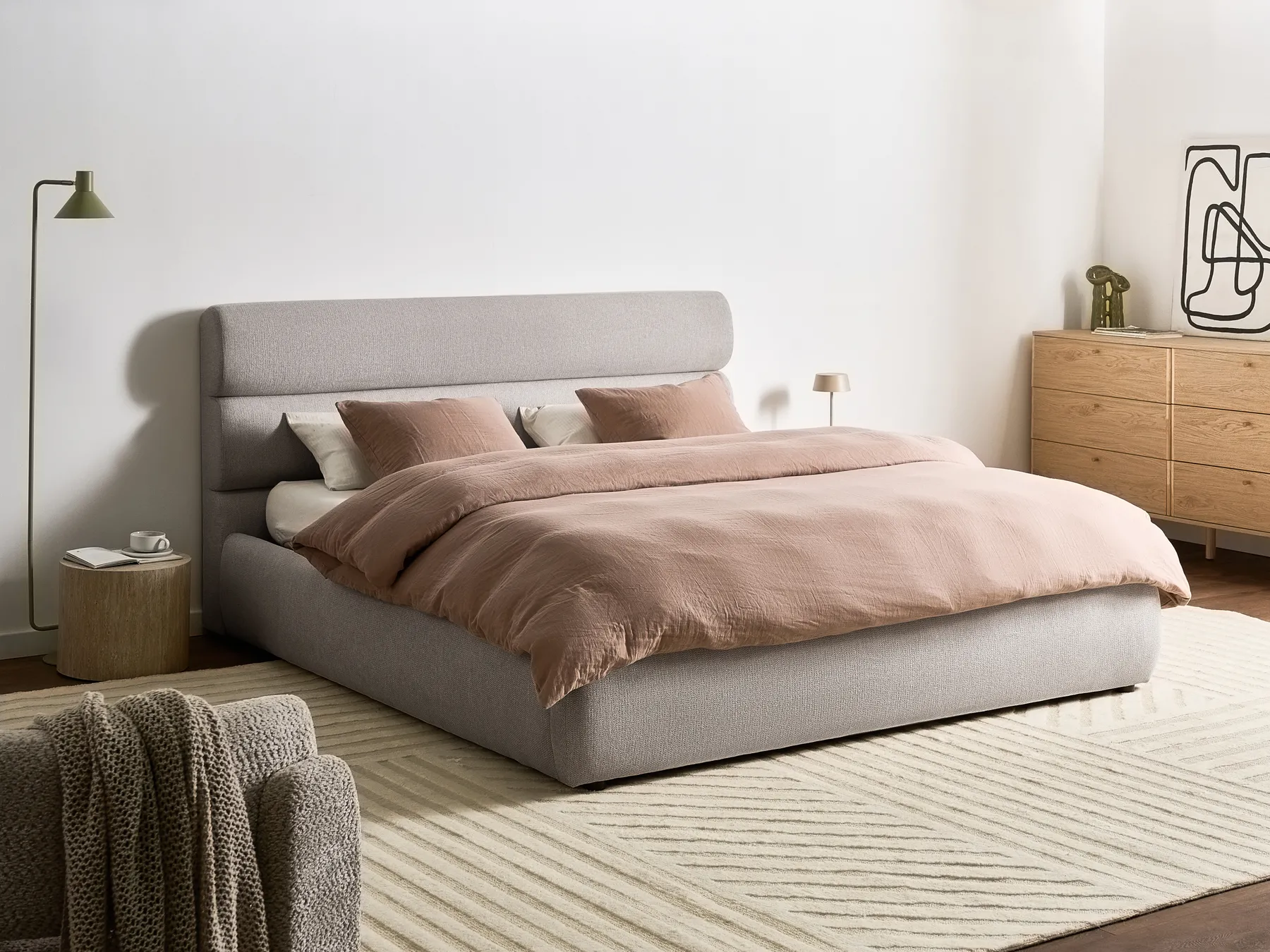 Bett mit Stauraum BONIFACIO Kunstleinen Grau 180 x 200 cm_1064300