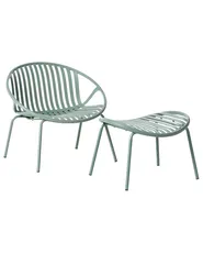 Gartenstuhl 2er Set CASPERIA mit Fußstütze Grün_1032353