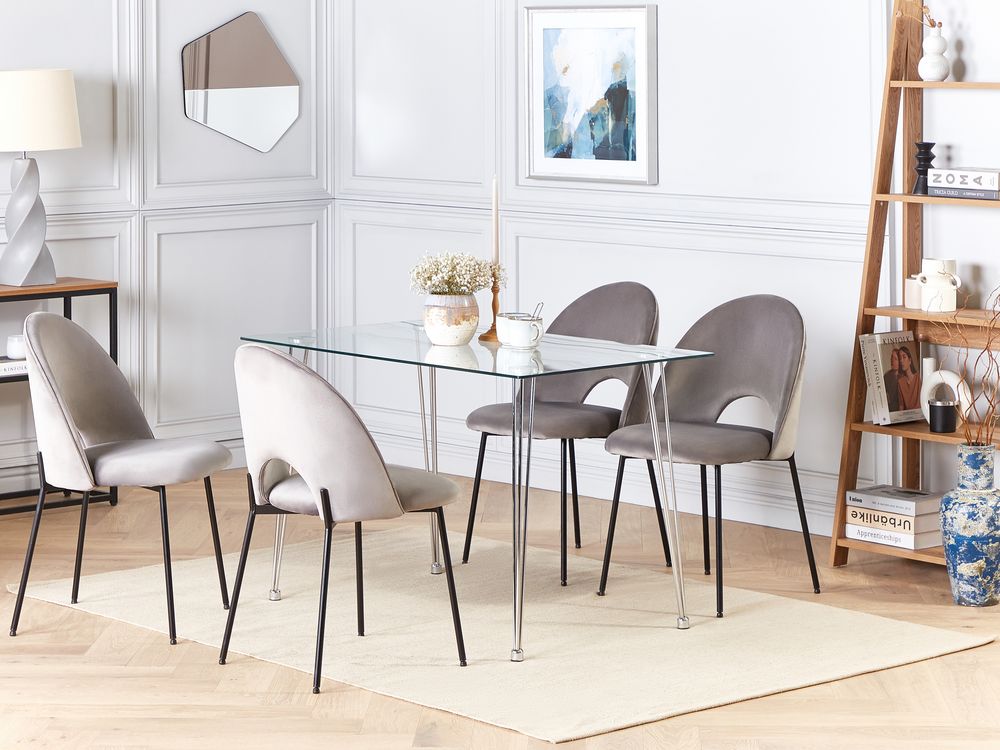 Dining Table WINSTON Silver 120 cm 70 cm Tempered Glass