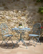 Gartenstuhl 2er Set ALBINIA Metall Blau_1021533
