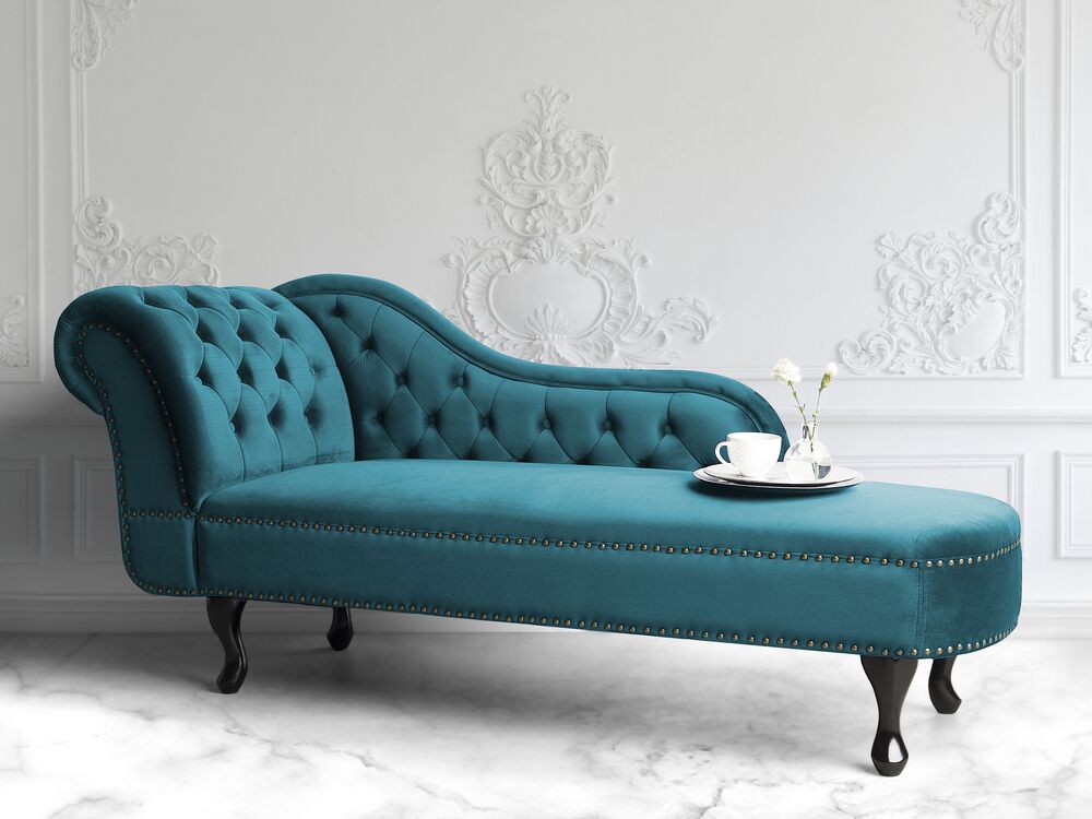 Left-Hand Chaise Longue NIMES Velvet Teal