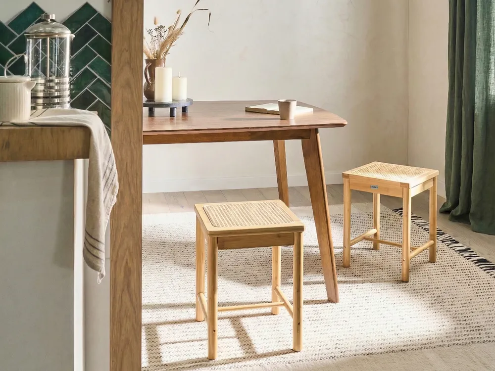 Set mit 2 Hockern EVIRES Bambus Hellbraun