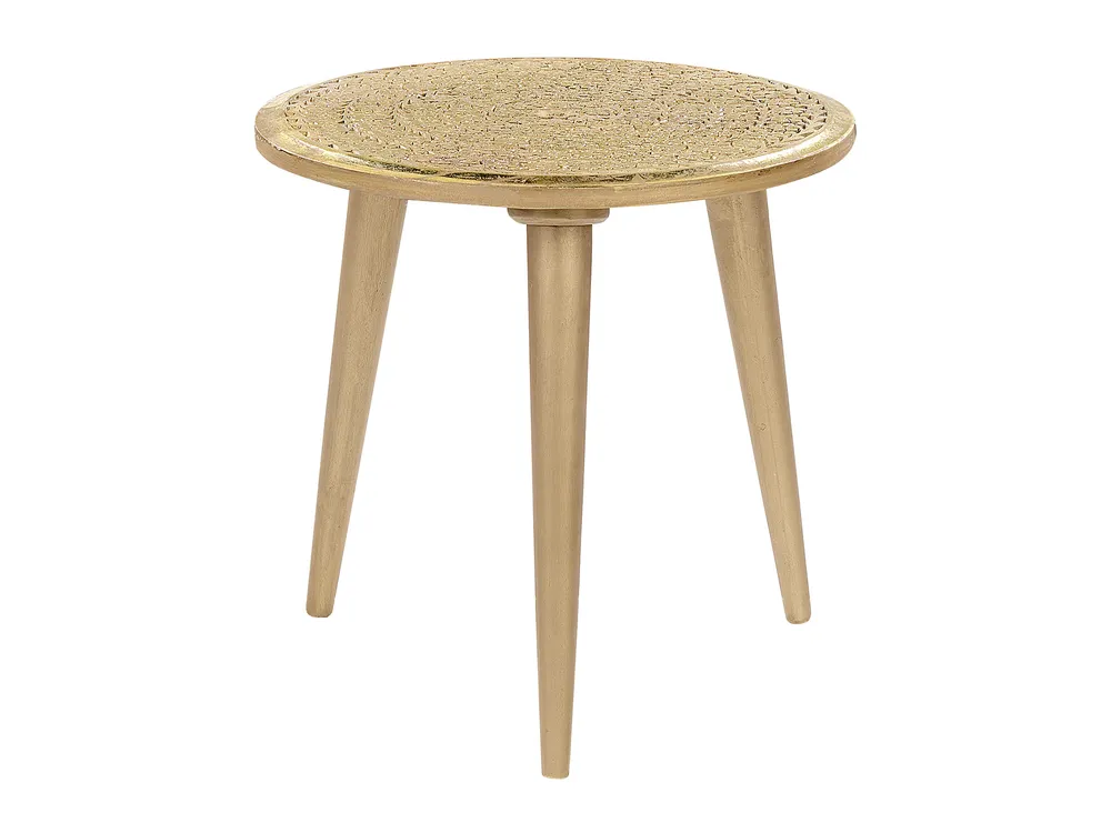 Set of 2 Side Tables NARRA Mango Wood Gold_852048