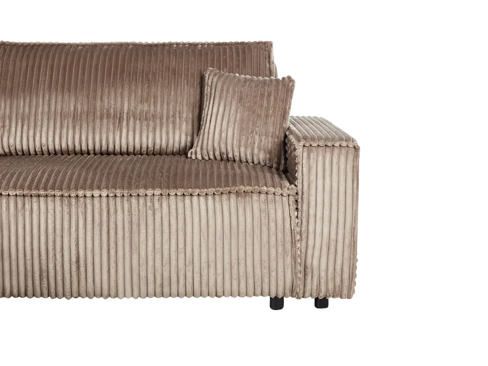 Corner Sofa Bed 3 Seater ABACKA with Storage Corduroy Light Brown Right Hand_960012