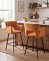 Set mit 2 Barstühlen SANILAC Samtstoff Orange