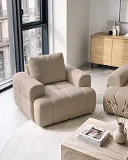 Fauteuil NARILLA Bouclé Beige_1161075