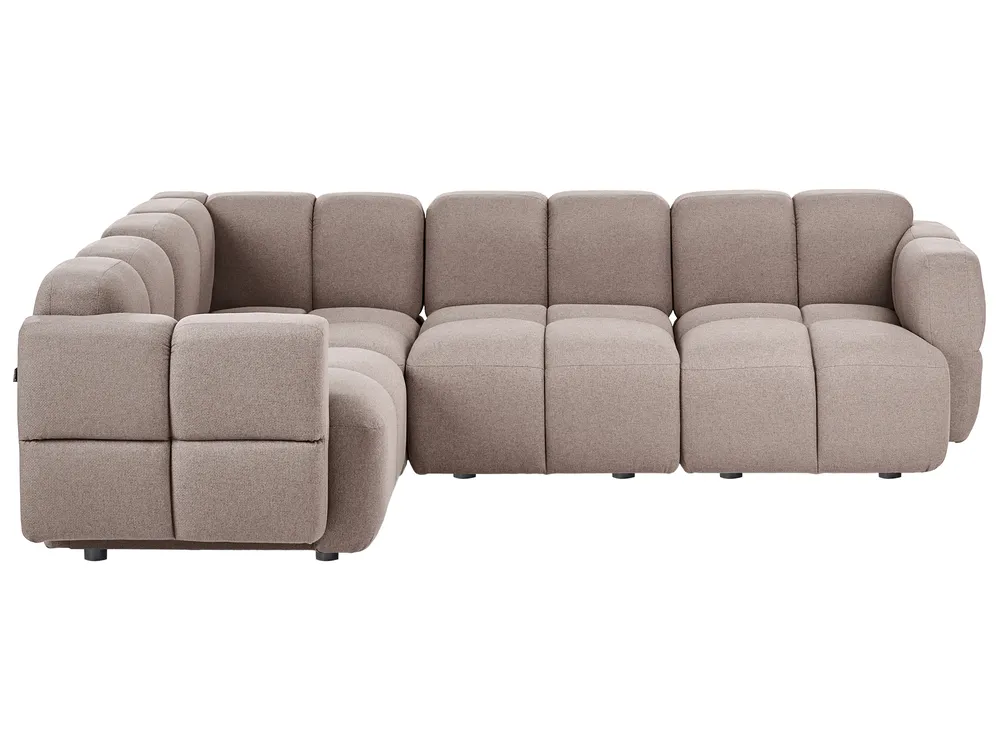 Modul Ecksofa 4-Sitzer MAKSABERG Stoff Taupe rechtsseitig