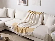 Kuscheldecke SALME Stoff 130 x 170 cm Beige_1179908