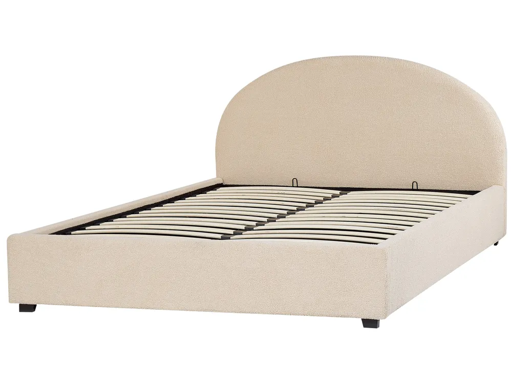 Bett mit Stauraum VAUCLUSE Bouclé Beige 160 x 200 cm_837404