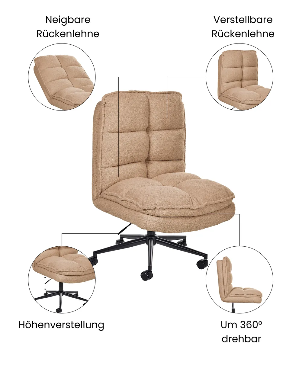 Bürostuhl ADDISON Bouclé Sandbeige_1077994