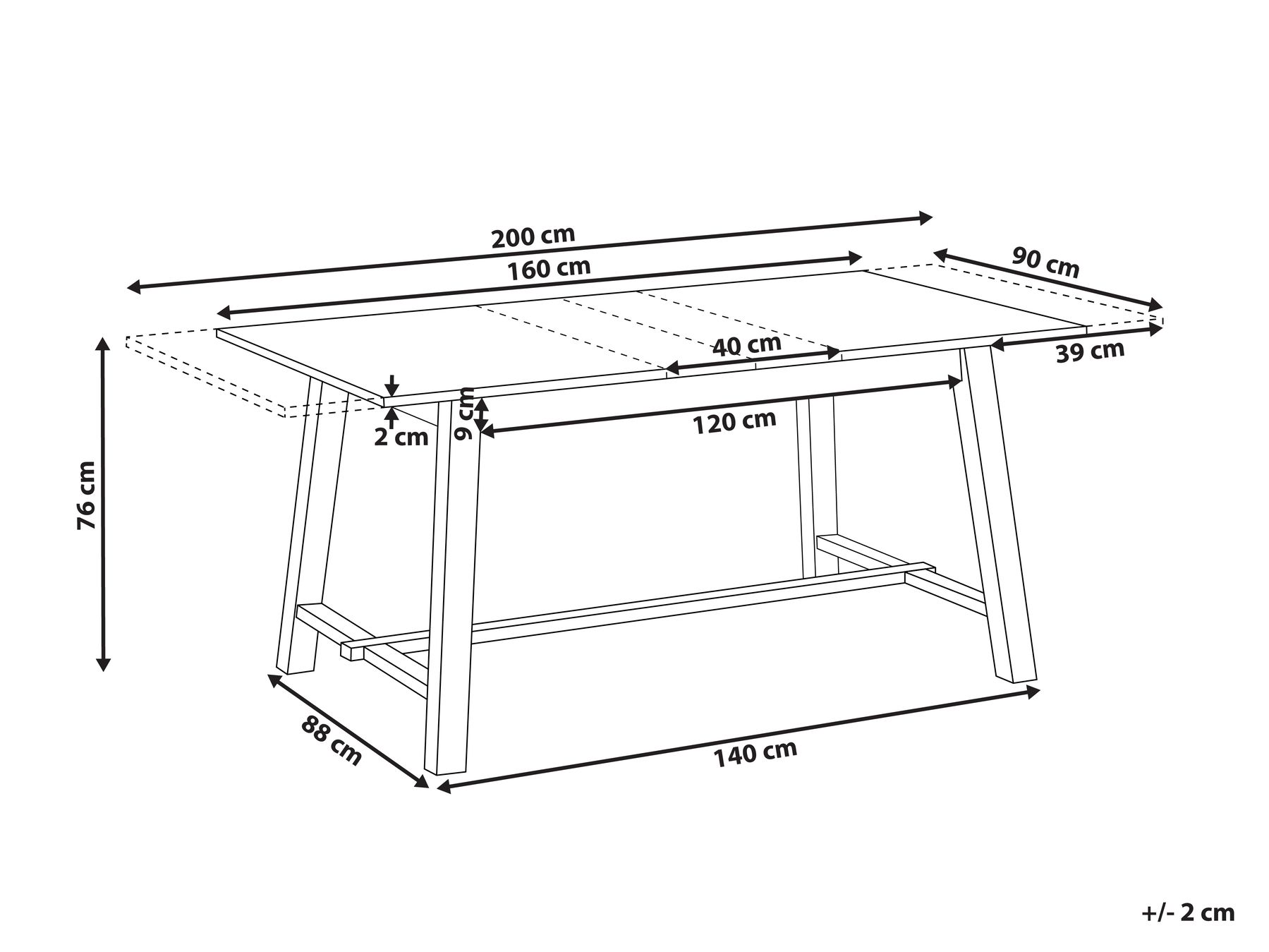 Extending Dining Table BARNES Light Ash Wood 160/200 cm 90 cm_992706