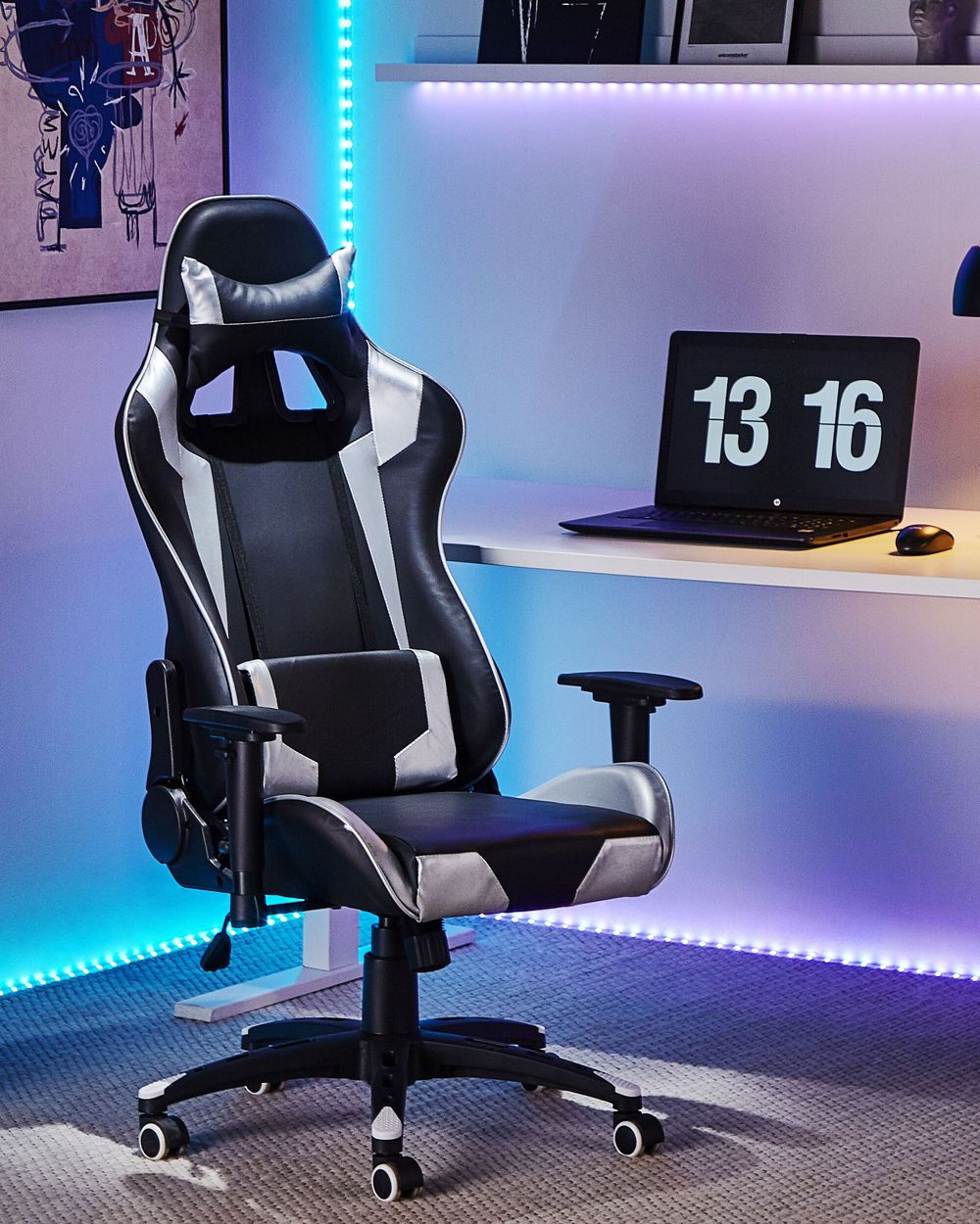Gaming Chair KNIGHT Faux Leather Silver