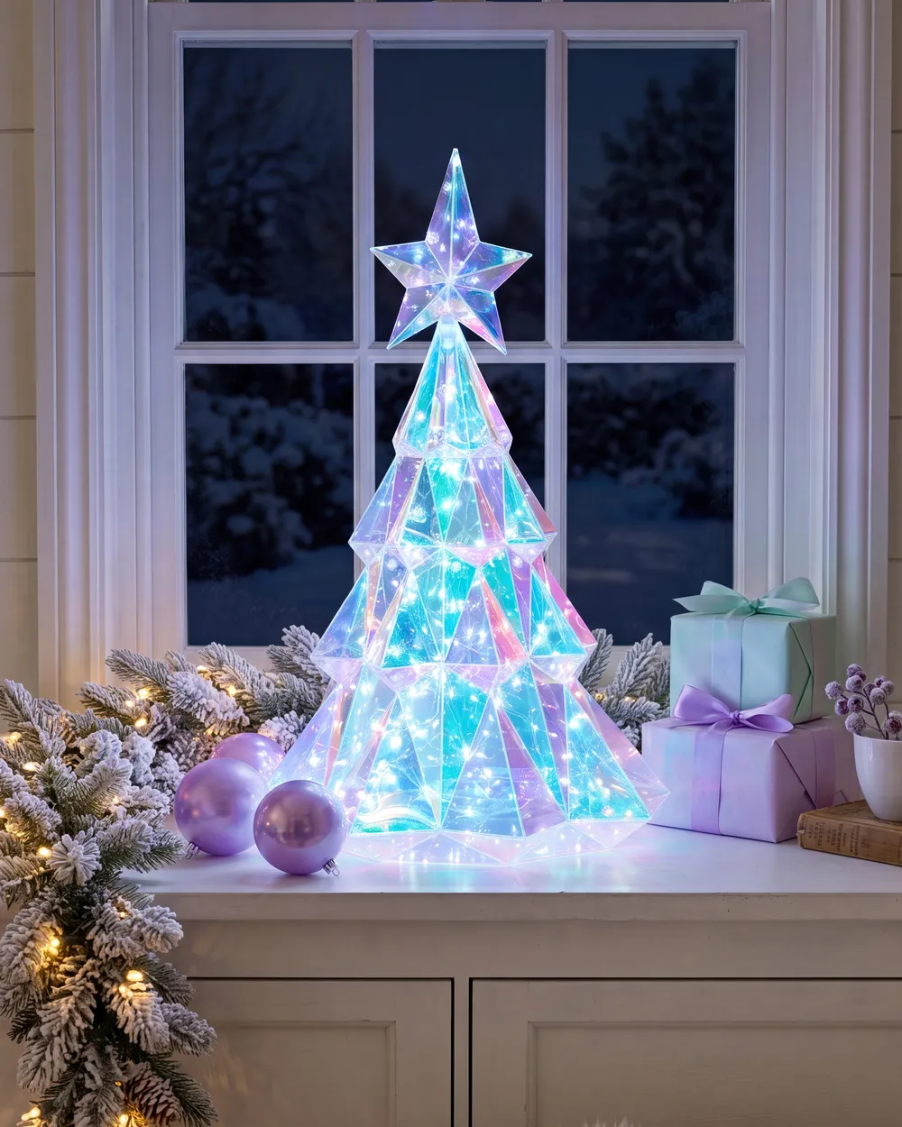 LED Dekoration UNUKA 40 cm Weihnachtsbaum Bunt_1142960