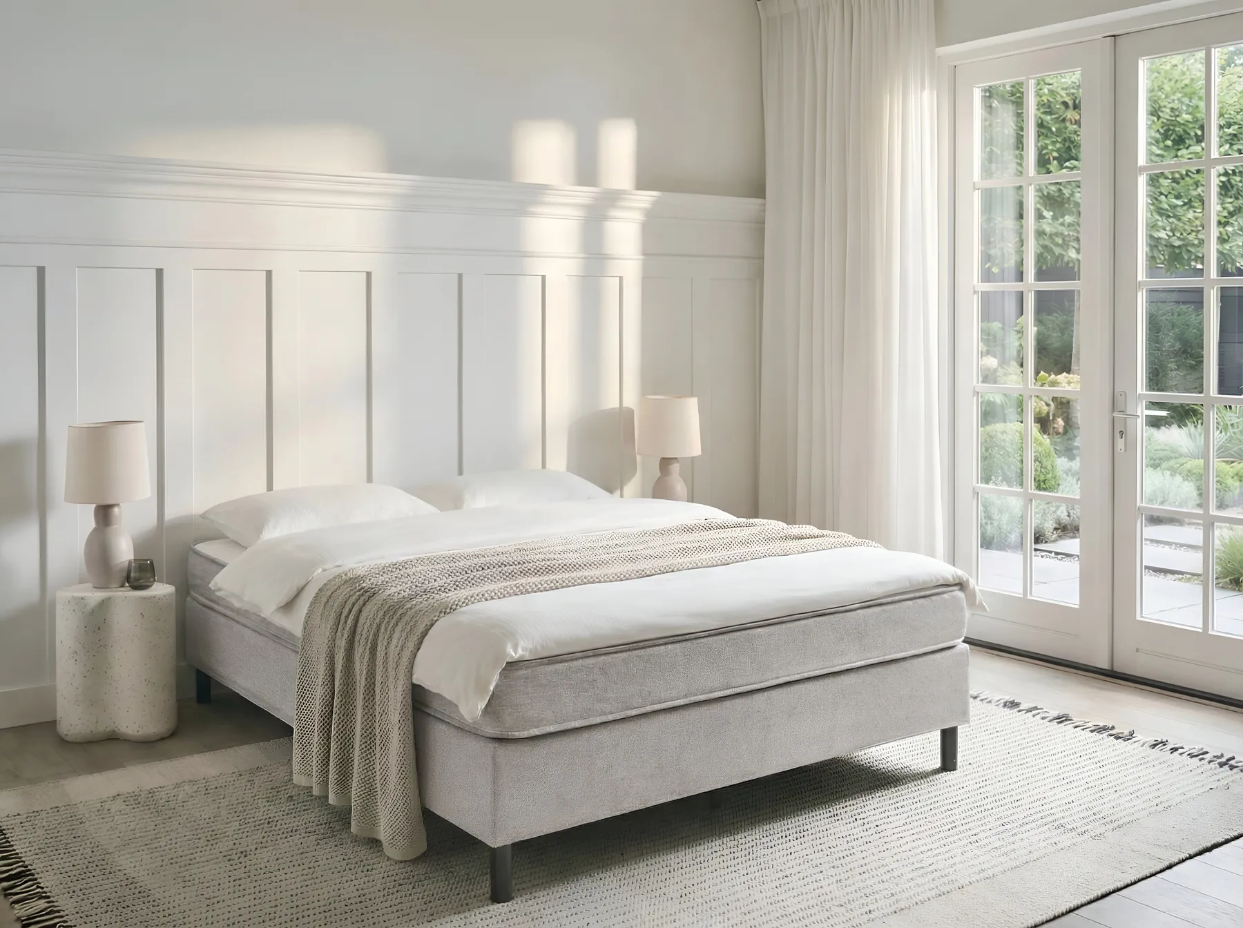 Boxspringbett ohne Kopfteil Stoff COUNTESS 160 x 200 cm Hellgrau_979025