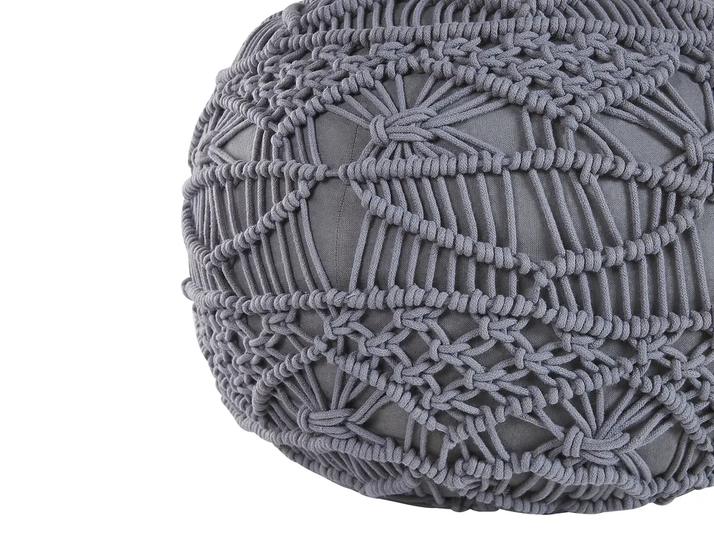 Pouffe Macramé KAYSERI Cotton Grey_801206