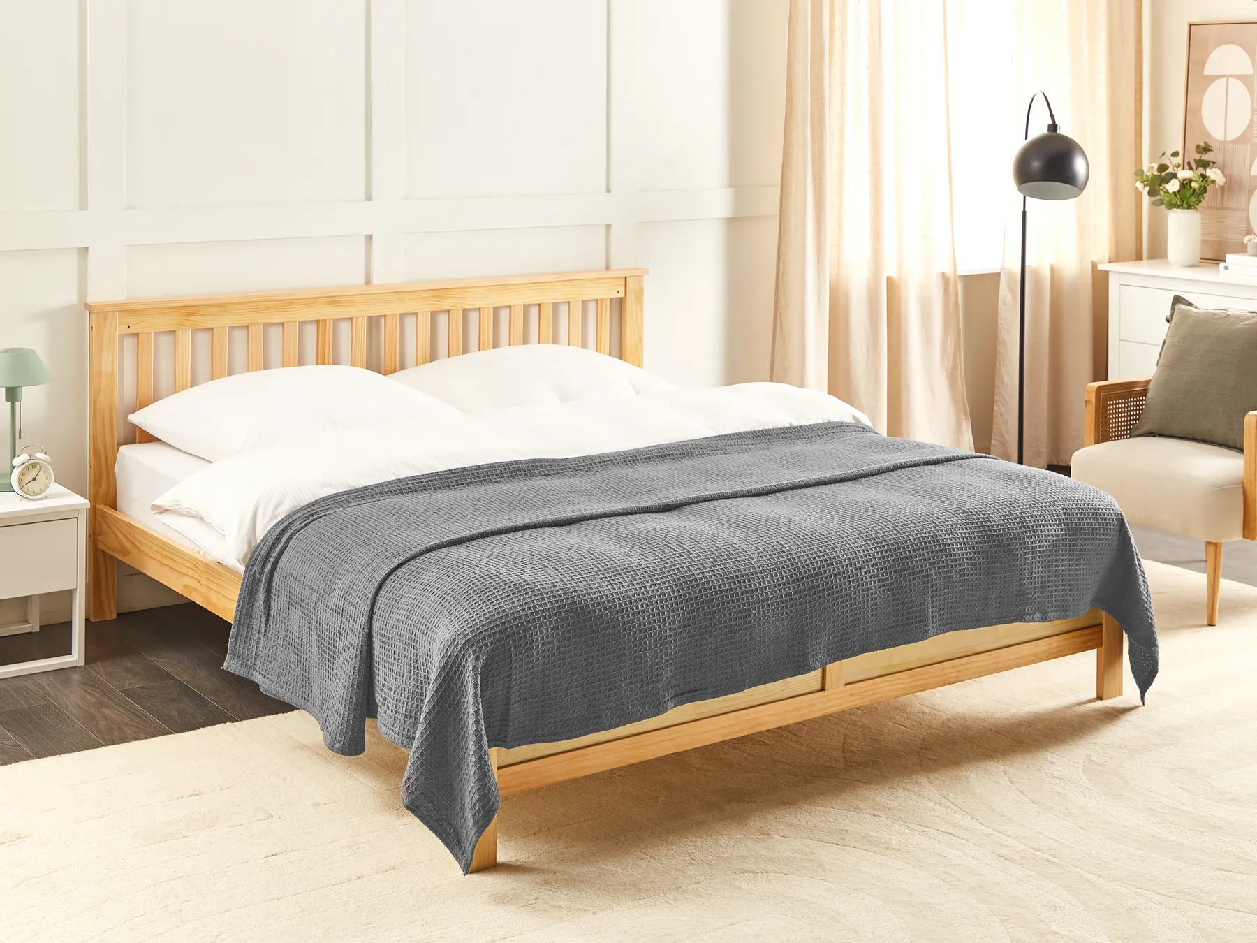 Bedspread RAGALA Cotton 220 x 240 cm Dark Grey_915790