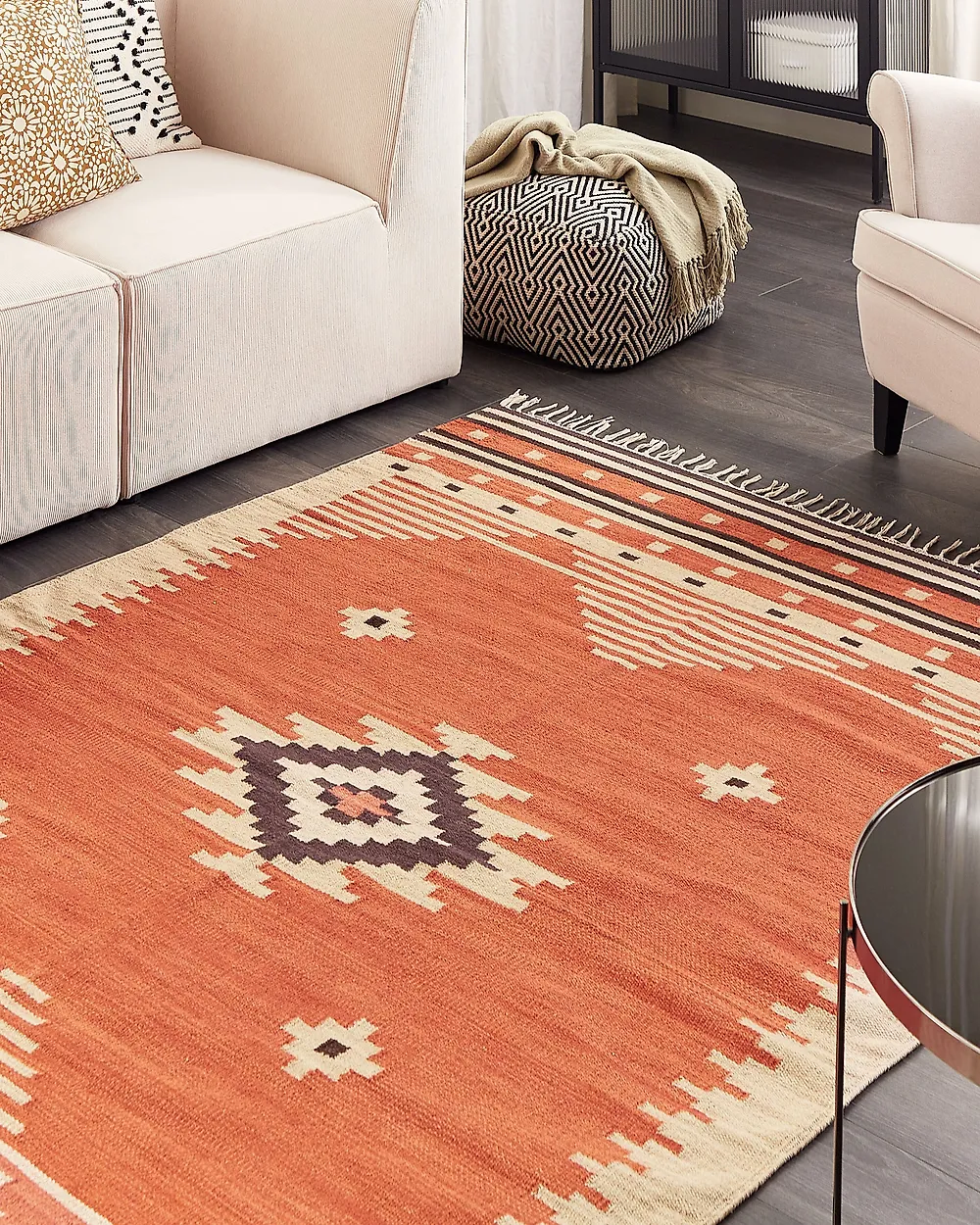 Teppich GAVAR Orange 160 x 230 cm Kelim Baumwolle