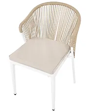 Set of 2 Garden Chairs with Cushions PARANEA Metal Beige_1179581
