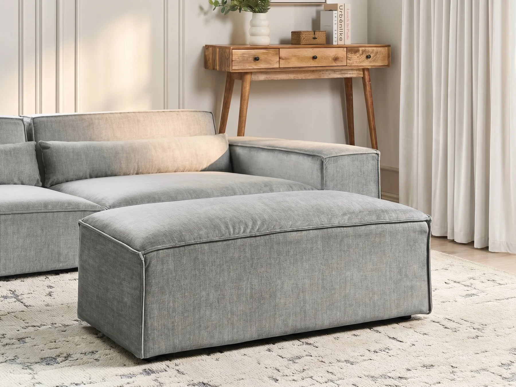 Ottoman HELLNAR Fabric Grey_911652