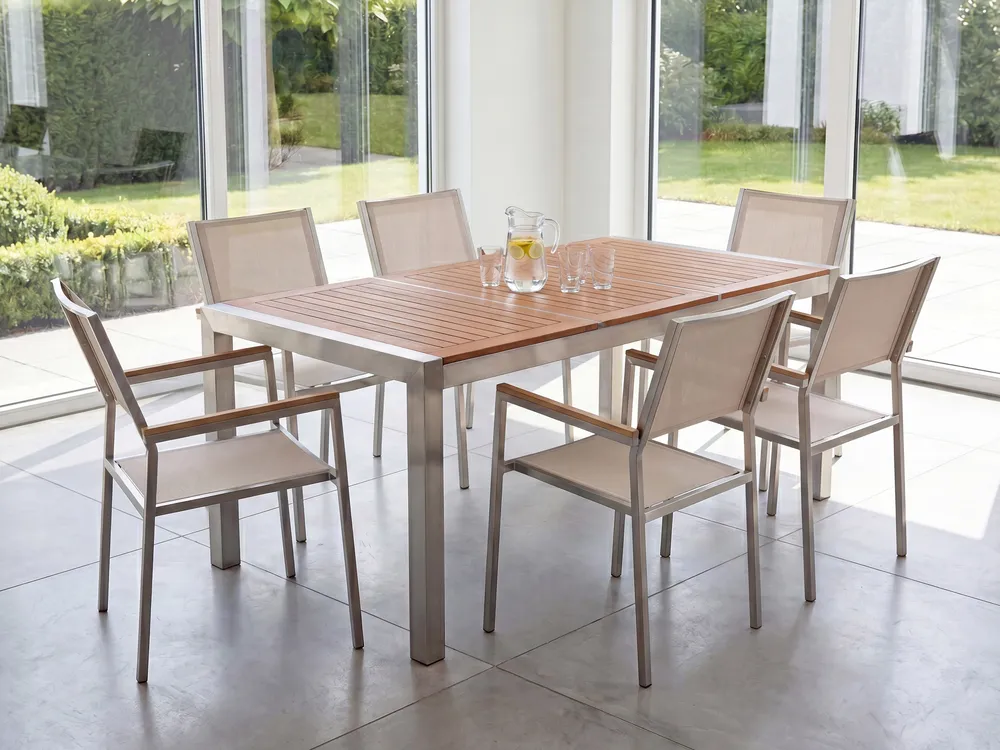 Gartenmöbel Set 6-Sitzer GROSSETO Eukalyptusholz Braun / Beige_768437