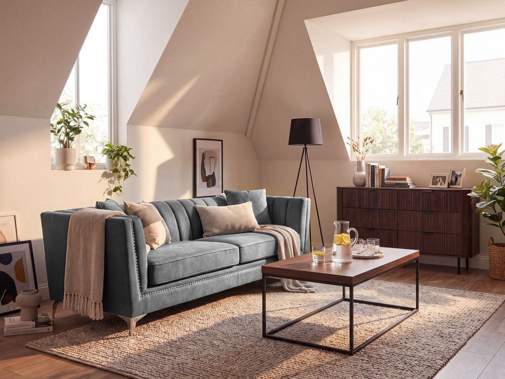 Sofa 3 Seater GAULA Velvet Grey