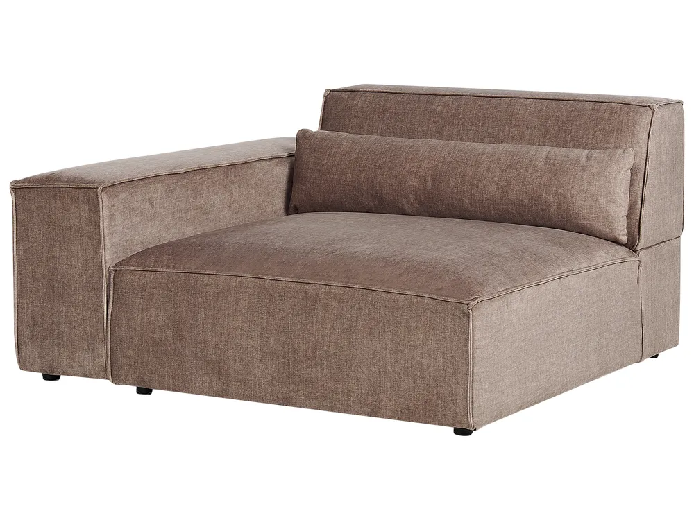 Modul Ecksofa 3-Sitzer HELLNAR mit Ottomane Stoff Hellbraun linksseitig_912347