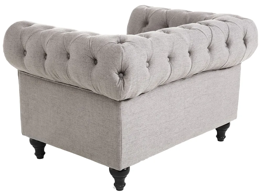 Living Room Set 4 Seater CHESTERFIELD Fabric Light Grey_797141