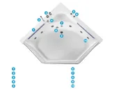 Kotna masažna kad z osvetlitvijo LED CACERES 211 x 150 cm Bela_786962