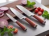 Set of 3 Knives Damascus Steel KASHIWA Brown