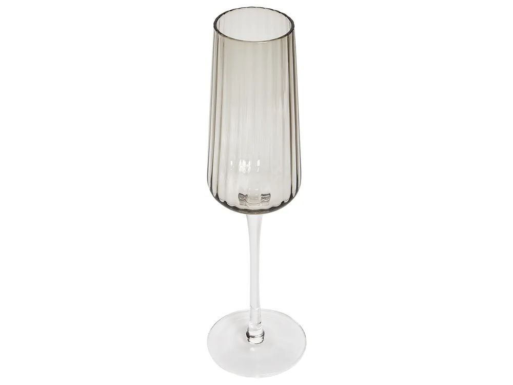 Set of 4 Champagne Flutes QUARTZ 230 ml Grey_912869