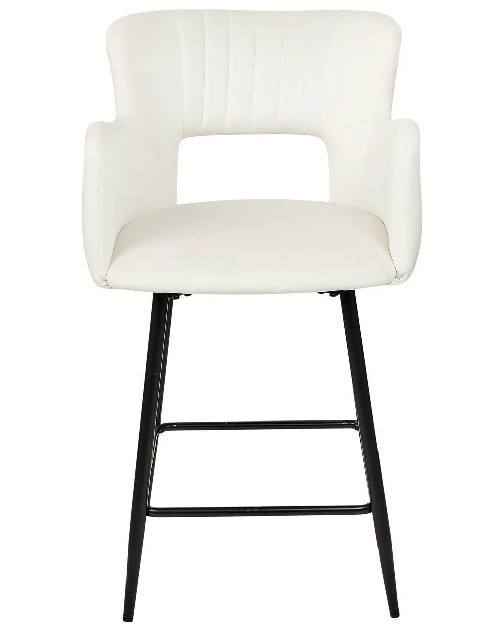 Set of 2 Bar Chairs SANILAC Velvet White_912668