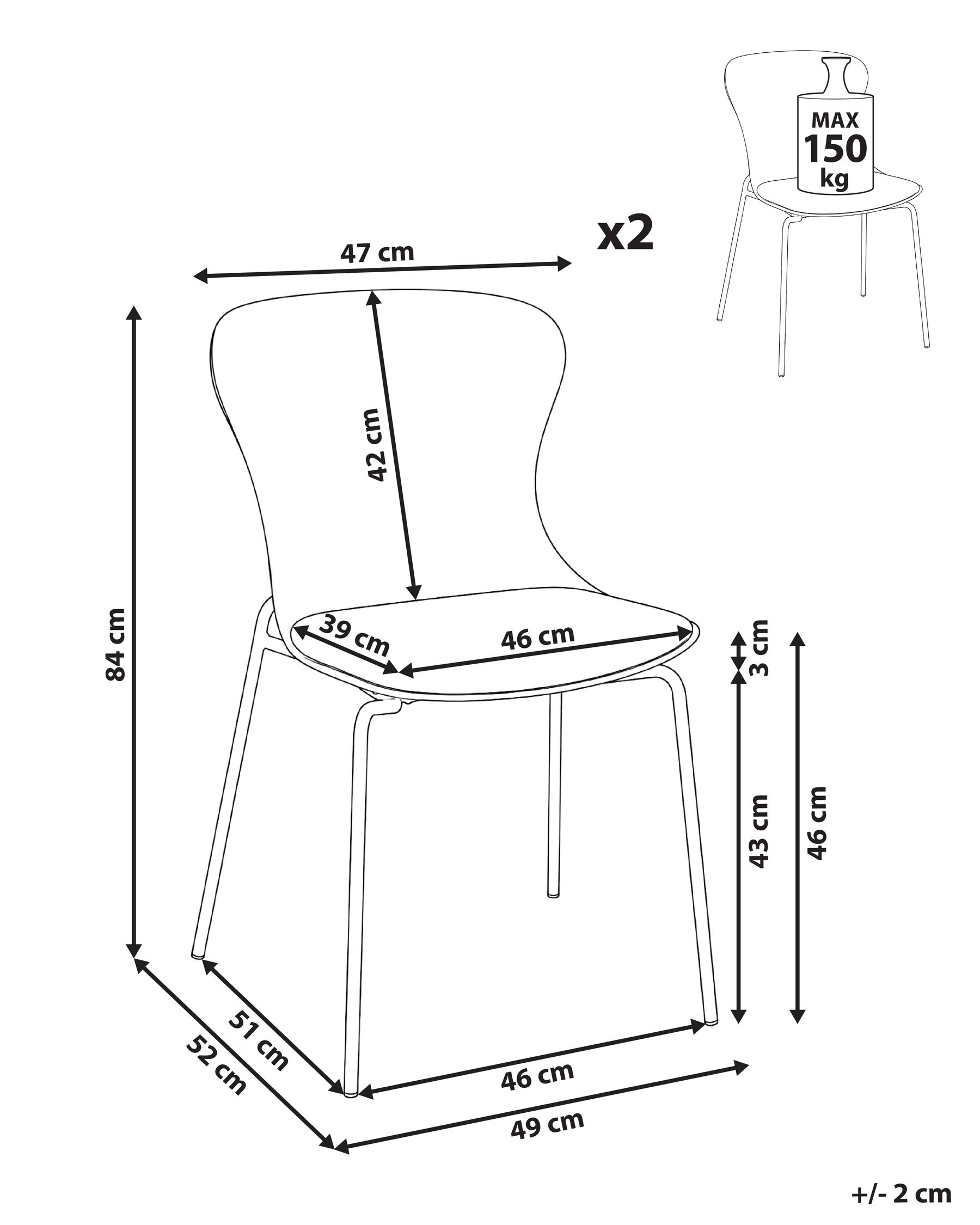 Set of 2 Dining Chairs PITSBURG  Grey_1076811