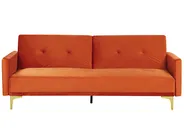 Sofa Bed 3 Seater LUCAN Velvet Orange_810396