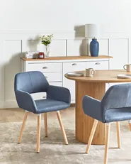 Set of 2 Dining Chairs CHICAGO Fabric Navy Blue_696133