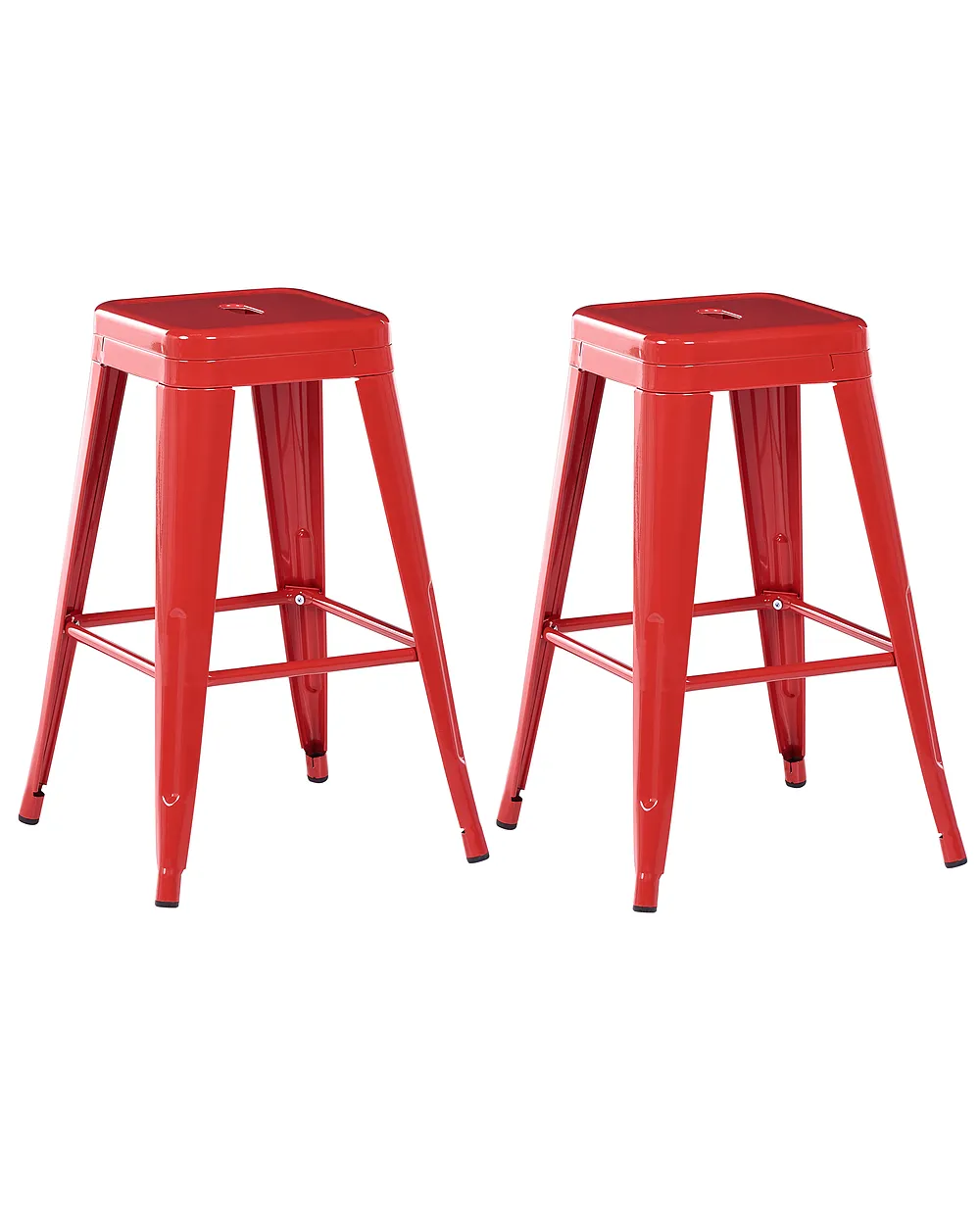Set mit 2 Barhockern CABRILLO Metall Rot