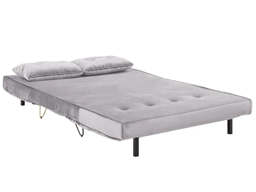Schlafsofa 2-Sitzer VESTFOLD Samtstoff Grau_808798