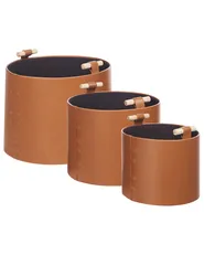 Aufbewahrungskorb 3er Set ARAM Kunstleder Braun_954513