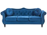 Living Room Set 5 Seater SKIEN Velvet Navy Blue_743311