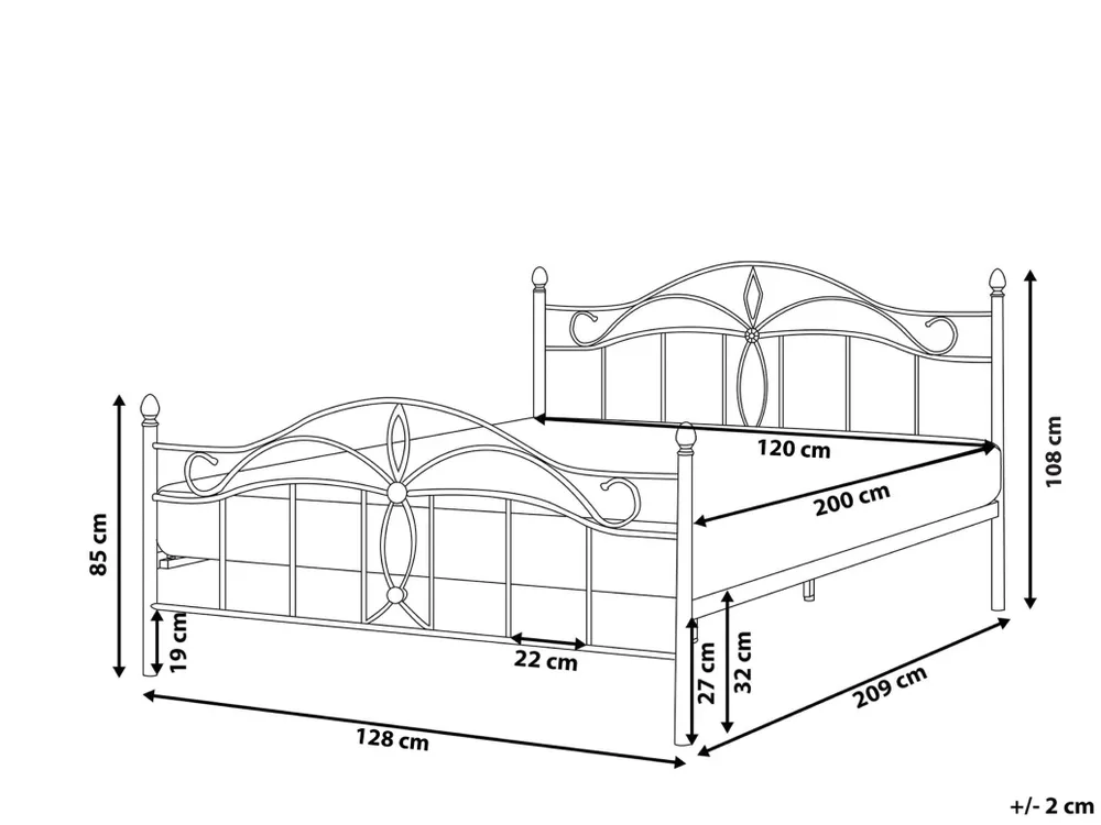Bett mit Lattenrost Metall ANTLIA 120 x 200 cm Hellbeige_1165269