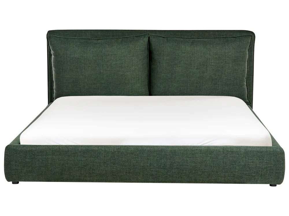 Bett mit Lattenrost Stoff BAJONNA 180 x 200 cm Dunkelgrün_1010753