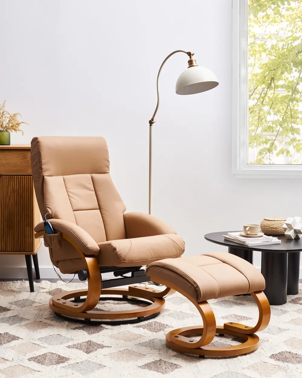 Massagestuhl FORCE mit Fußstütze Kunstleder Sandbeige