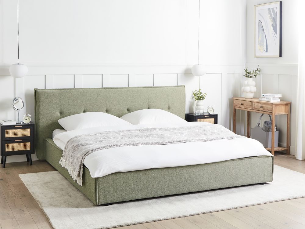 Lit avec sommier Lin synthétique LESTRE 180 x 200 cm Vert