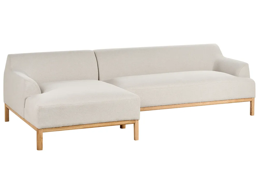 Corner Sofa 3 Seater SOSJO Fabric Light Beige Right Hand_941147