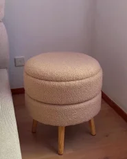 Storage Stool OKATON Boucle Beige_1076168