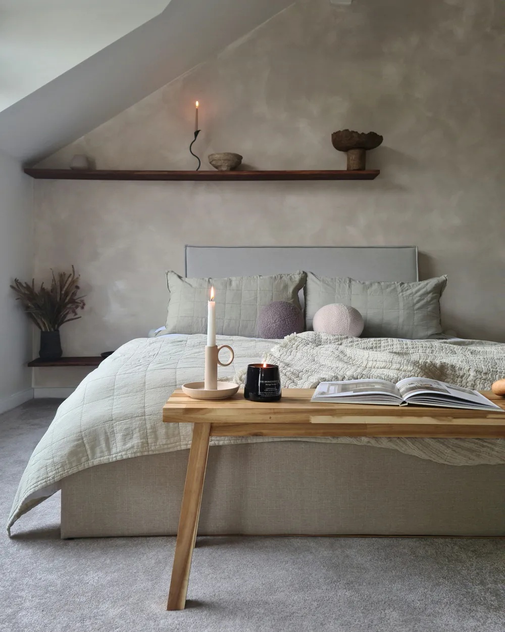Bett mit Stauraum ohne Kopfteil DINAN Stoff Hellbraun 180 x 200 cm_824271