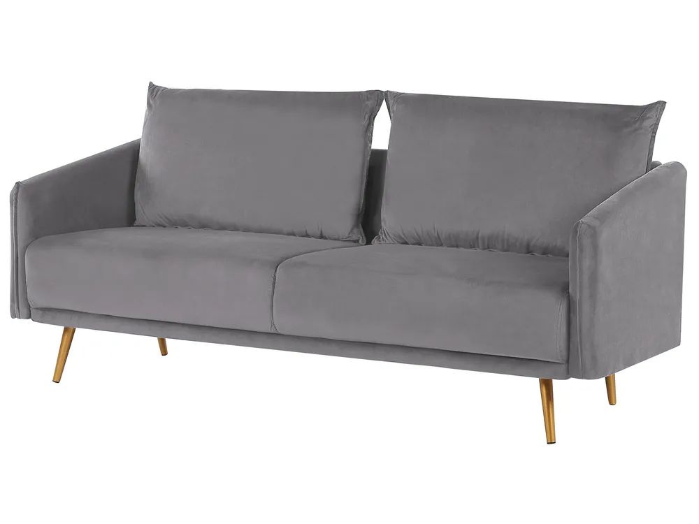 Sofa 3-Sitzer MAURA Samtstoff Grau_789177