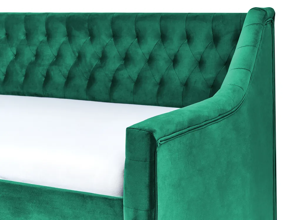 Ausziehbett Samtstoff MONTARGIS 90 x 200 cm Smaragdgrün_827016