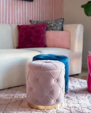 Pouf mit Stauraum 2er Set PUEBLO Samtstoff Rosa_967712